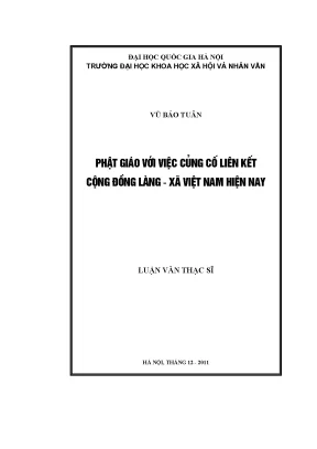 Luận văn thạc sĩ phật giáo với việc củng cố liên kết cộng đồng làng xã việt nam hiện nay