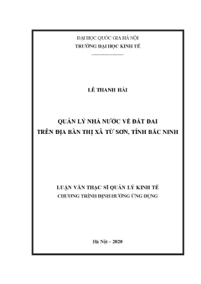Luận văn quản lý nhà nước về đất đai trên địa bàn thị xã từ sơn tỉnh bắc ninh
