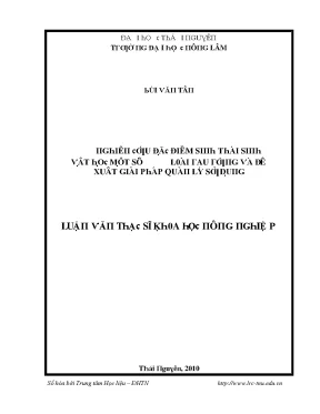 Luận văn nghiên cứu đặc điểm sinh thái sinh vật học một số loài rau rừng và đề xuất giải pháp quản lý sử dụng