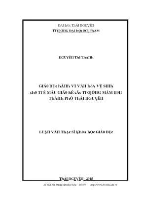 Luận văn giáo dục hành vi văn hóa vệ sinh cho trẻ mẫu giáo bé các trường mầm non thành phố thái nguyên