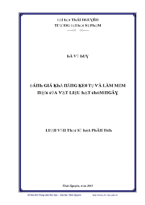 Luận văn đánh giá khả năng keo tụ và làm mềm nước của vật liệu hạt chùm ngây