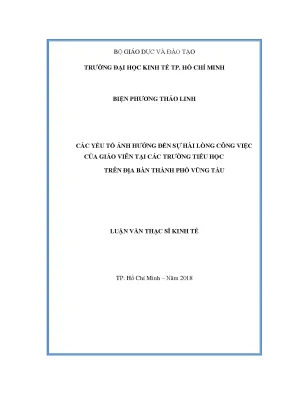 Luận văn các yếu tố ảnh hưởng đến sự hài lòng công việc của giáo viên tại các trường tiểu học trên địa bàn thành phố vũng tàu