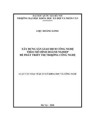 Luận văn thạc sĩ xây dựng sàn giao dịch công nghệ theo mô hình doanh nghiệp để phát triển thị trường công nghệ