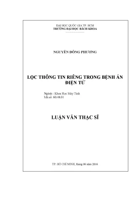Luận văn thạc sĩ khoa học máy tính lọc thông tin riêng trong bệnh án điện tử