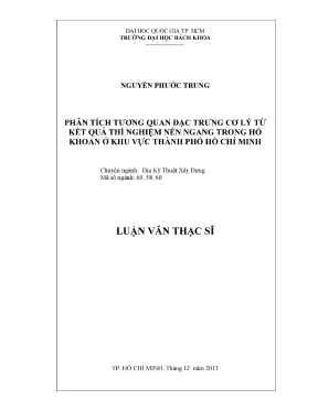 Luận văn thạc sĩ địa kỹ thuật xây dựng phân tích tương quan đặc trưng cơ lý từ kết quả thí nghiệm nén ngang trong hố khoan ở khu vực thành phố hồ chí minh