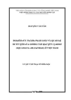 Luận văn nghiên cứu thành phần loài và quan hệ di truyền của giống rắn khuyết lycodon squamata colubridae ở việt nam