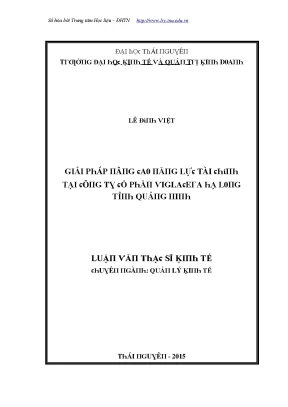 Luận văn giải pháp nâng cao năng lực tài chính tạo công ty cổ phần viglacera hạ long tỉnh quảng ninh
