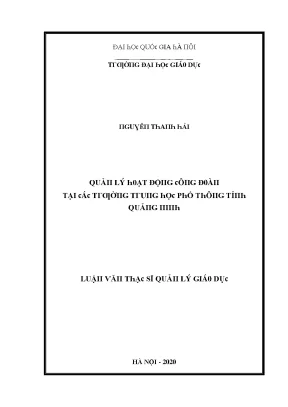 Luận văn quản lý hoạt động công đoàn tại các trường trung học phổ thông tỉnh quảng ninh
