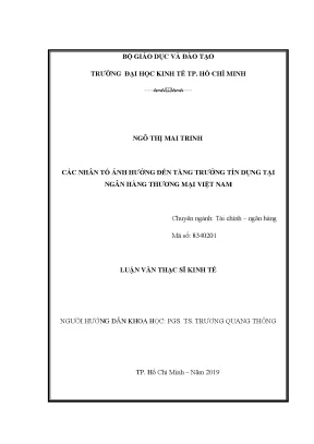 Luận văn các nhân tố ảnh hưởng đến tăng trưởng tín dụng tại ngân hàng thương mại việt nam