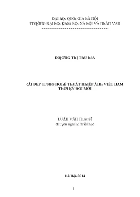 Luận văn cái đẹp trong nghệ thuật nhiếp ảnh việt nam thời kỳ đổi mới