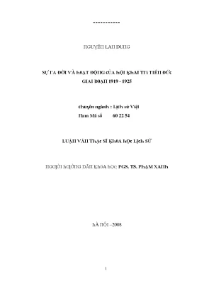 Luận văn sự ra đời và hoạt động của hội khai trí tiến đức giai đoạn 1919 1925