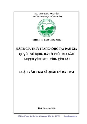 Luận văn đánh giá thực trạng công tác đấu giá quyền sử dụng đất ở trên địa bàn huyện yên bình tỉnh yên bái