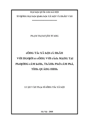 Luận văn công tác xã hội cá nhân với người có công với cách mạng tại phường cẩm bình thành phố cẩm phả tỉnh quảng ninh