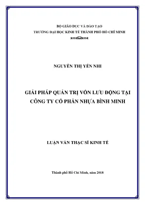 Luận văn giải pháp quản trị vốn lưu động tại công ty cổ phần nhựa bình minh