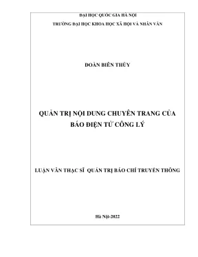 Luận văn thạc sĩ quản trị báo chí truyền thông quản trị nội dung chuyên trang của báo điện tử công lý