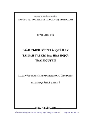 Luận văn hoàn thiện công tác quản lý tài sản tại kho bạc nhà nước thái nguyên