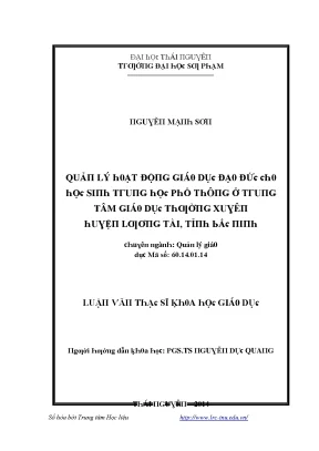 Luận văn quản lý hoạt động giáo dục đạo đức cho học sinh trung học phổ thông ở trung tâm giáo dục thường xuyên huyện lương tài tỉnh bắc ninh