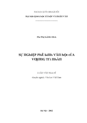Luận văn sự nghiệp phê bình văn học của vương trí nhàn