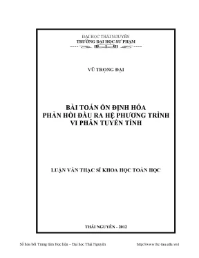 Luận văn bài toán ổn định hóa phản hồi đầu ra hệ phương trình vi phân tuyến tính