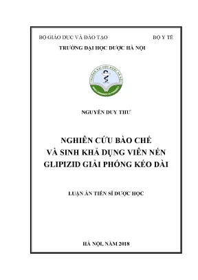 Luận án tiến sĩ dược học nghiên cứu bào chế và sinh khả dụng viên nén glipizid giải phóng kéo dài