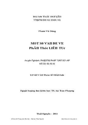 Luận văn một số vấn đề về phân thức liên tục