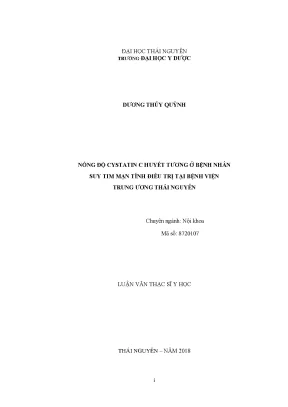 Luận văn nồng độ cystatin c huyết tương ở bệnh nhân suy tim mạn tính điều trị tại bệnh viện trung ương thái nguyên
