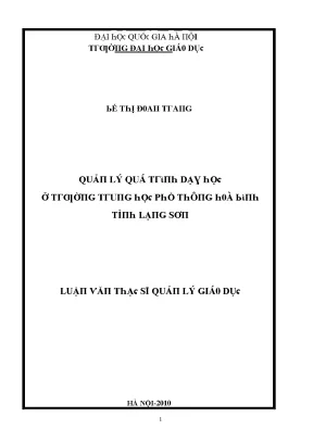 Luận văn quản lý quá trình dạy học ở trường trung học phổ thông hòa bình tỉnh lạng sơn