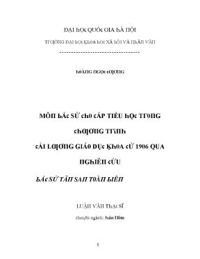 Luận văn môn bậc sử cho cấp tiểu học trong chương trình cải lương giáo dục khoa cử 1906 qua nghiên cứu bắc sử tâm san toàn biên