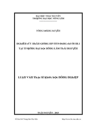 Luận văn nghiên cứu nhân giống invitro dòng chuối nl1 tại trường đại học nông lâm thái nguyên