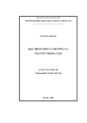 Luận văn thạc sĩ đặc điểm thơ và trường ca nguyễn trọng tạo