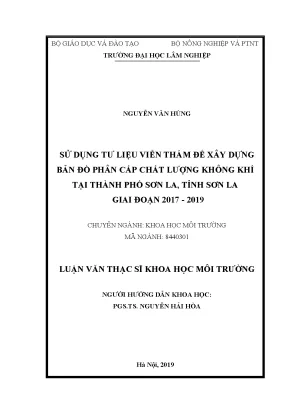 Luận văn sử dụng tư liệu viễn thám để xây dựng bản đồ phân cấp chất lượng không khí tại thành phố sơn la tỉnh sơn la giai đoạn 2017 2019