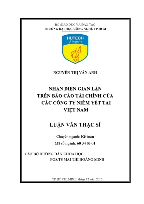 Luận văn nhận diện gian lận trên báo cáo tài chính của các công ty niêm yết tại việt nam