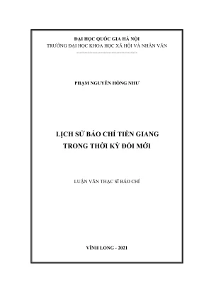 Luận văn thạc sĩ báo chí học lịch sử báo chí tiền giang trong thời kỳ đổi mới