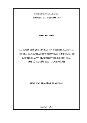 Luận văn đánh giá kết quả học tập của học sinh bằng trắc nghiệm khách quan trong dạy học chủ đề hàm số lượng giác và phương trình lượng giác đại số và giải tích 11 ban cơ bản