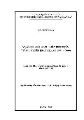 Luận văn thạc sĩ quan hệ việt nam liên hợp quốc từ sau chiến tranh lạnh 1991 2009