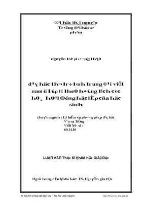 Luận văn dạy học thơ trữ tình trung đại việt nam ở lớp 11 theo hướng tích cực hóa hoạt động học tập của học sinh