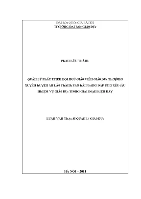 Luận văn quản lý phát triển đội ngũ giáo viên giáo dục thường xuyên huyện an lão thành phố hải phòng đáp ứng yêu cầu nhiệm vụ giáo dục trong giai đoạn hiện nay