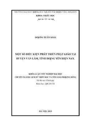 Luận văn thạc sĩ một số điều kiện phát triển phật giáo tại huyện văn lâm tỉnh hưng yên hiện nay