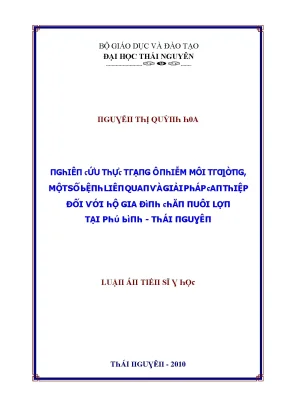 Luận văn nghiên cứu thực trạng ô nhiễm môi trường một số bệnh liên quan và giải pháp can thiệp đối với hộ gia đình chăn nuôi lợn tại phú bình thái nguyên