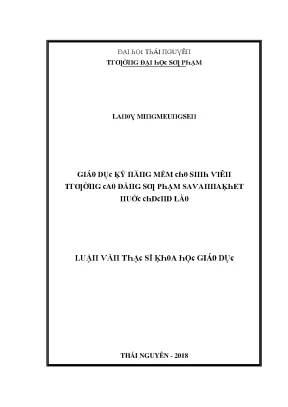 Luận văn giáo dục kỹ năng mềm cho sinh viên trường cao đẳng sư phạm savannakhet nước chdcnd lào