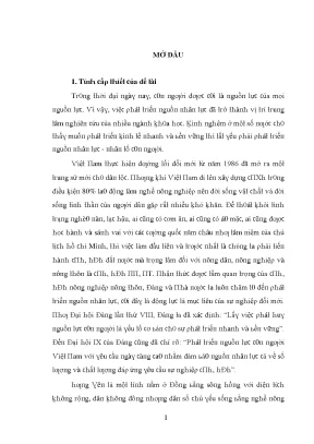 Luận văn phát triển nguồn nhân lực đáp ứng yêu cầu công nghiệp hóa hiện đại hóa nông nghiệp nông thôn tỉnh hưng yên giai đoạn hiện nay