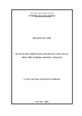 Luận văn quản lý hoạt động đánh giá kết quả học tập của sinh viên trường cao đẳng vĩnh phúc