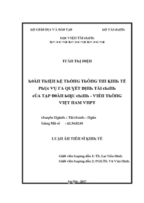 Luận văn hoàn thiện hệ thống thông tin kinh tế phục vụ ra quyết định tài chính của tập đoàn bưu chính viễn thông việt nam vnpt