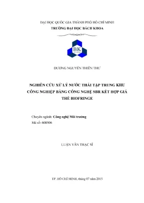 Luận văn thạc sĩ công nhệ môi trường nghiên cứu xử lý nước thải tập trung khu công nghiệp bằng công nghệ sbr kết hợp giá thể biofringe