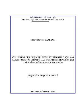 Luận văn ảnh hưởng của quản trị công ty đến khả năng xảy ra kiệt quệ tài chính ở các doanh nghiệp niêm yết trên sàn chứng khoán việt nam