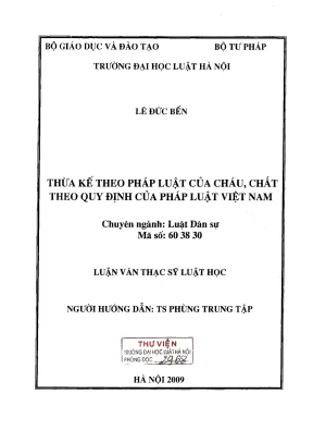 Luận văn thạc sĩ luật học thừa kế theo pháp luật của cháu chắt theo quy định của pháp luật việt nam