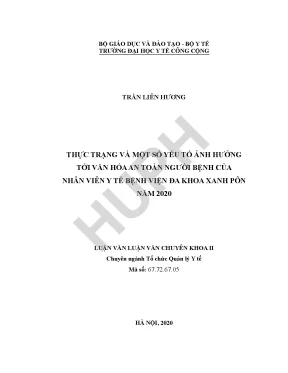 Thực trạng và một số yếu tố ảnh hưởng tới văn hóa an toàn người bệnh của nhân viên y tế bệnh viện đa khoa xanh pôn năm 2020