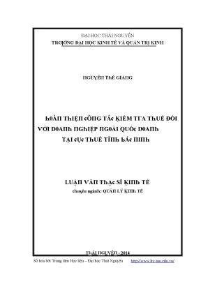 Luận văn hoàn thiện công tác kiểm tra thuế đối với doanh nghiệp ngoài quốc doanh tại cục thuế tỉnh bắc ninh