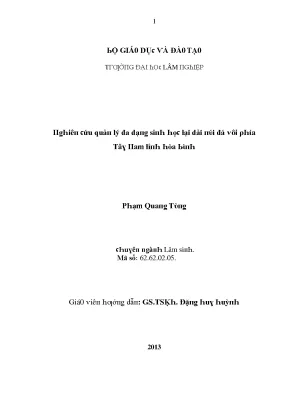 Luận văn nghiên cứu quản lý đa dạng sinh học tại dải núi đá vôi phía tây nam tỉnh hòa bình