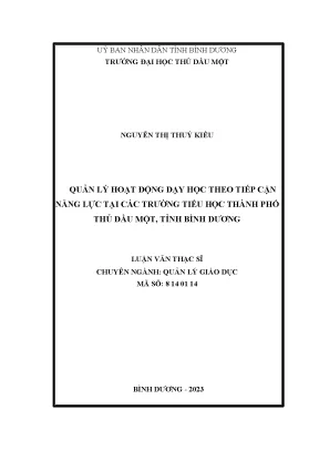 Quản lý hoạt động dạy học theo tiếp cận năng lực tại các trường tiểu học thành phố thủ dầu một tỉnh bình dương
